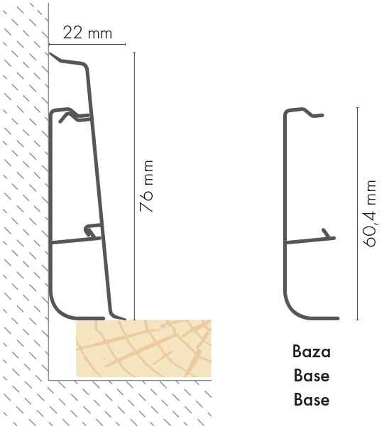 Listwa przypodłogowa PVC Hi Line Prestige 22x75mm Cezar Hikory Mat 2,50m
