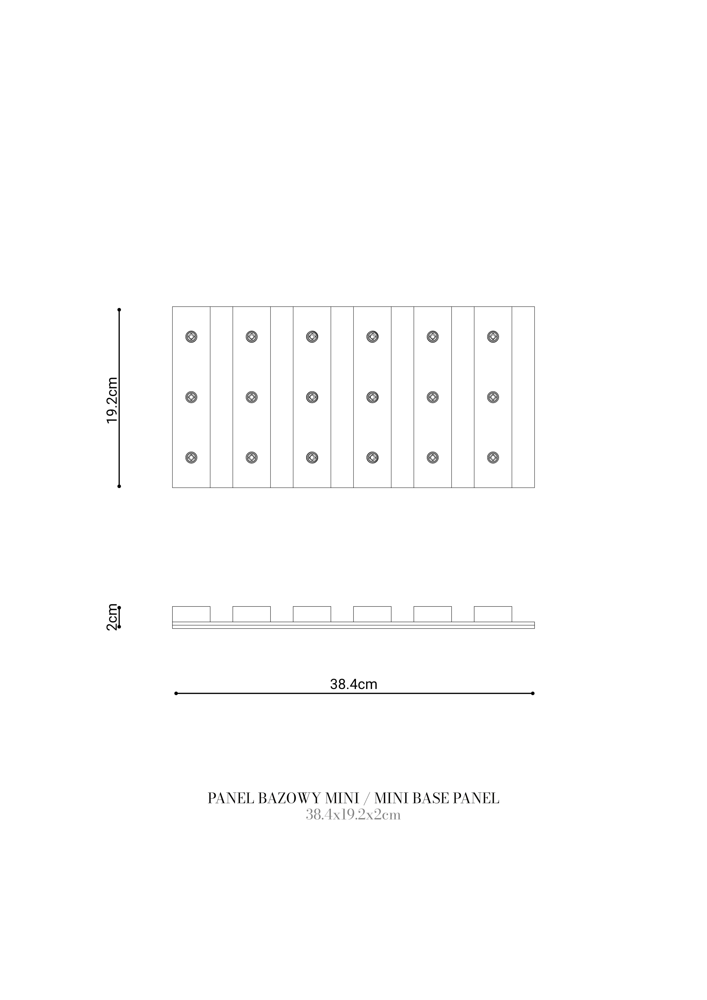 CLICKform panel mini 384mm + 6x lamel z gniazd. MURSO Czarny RAL9005 Mat 0,19m