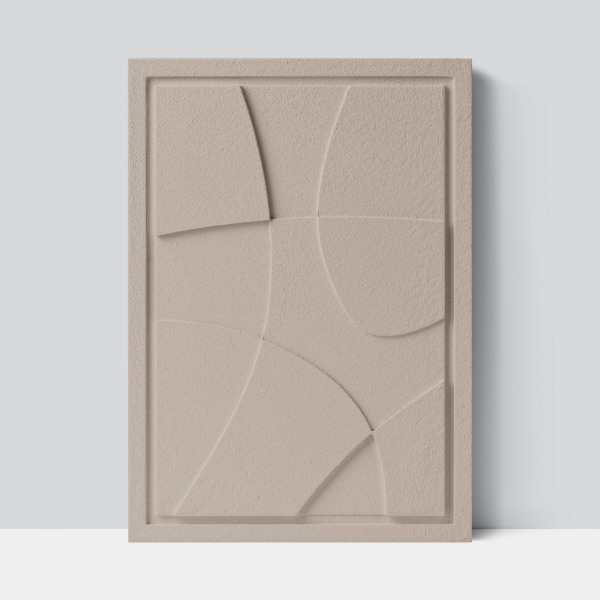 Wall Decor 500x700x18mm ABSTRACT 1 z mocowaniem Almond Beige glinka barwiona