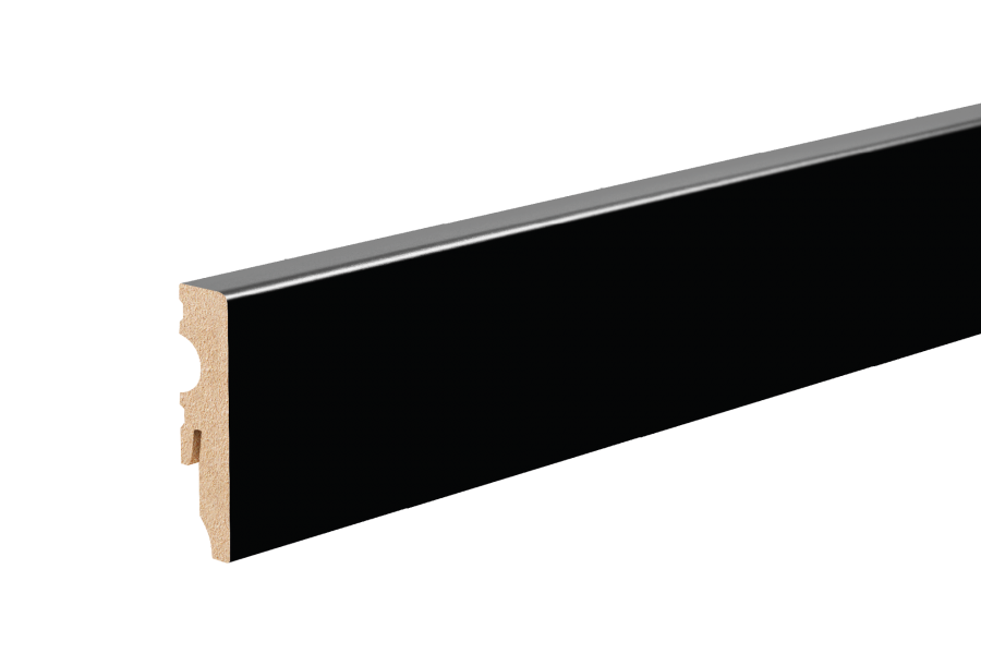 Listwa MDF przypodłogowa 58x14,5mm kwadrat R3 L= 2,20m lakier półmat Czarny RAL 9005