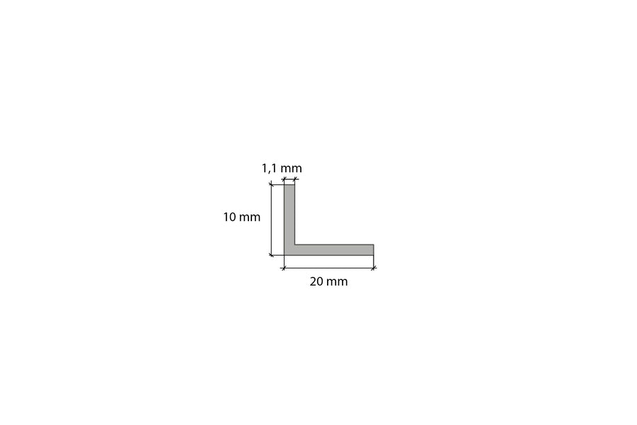 PVC corner protection profile 20x20x1.1mm 1m Dark Gray