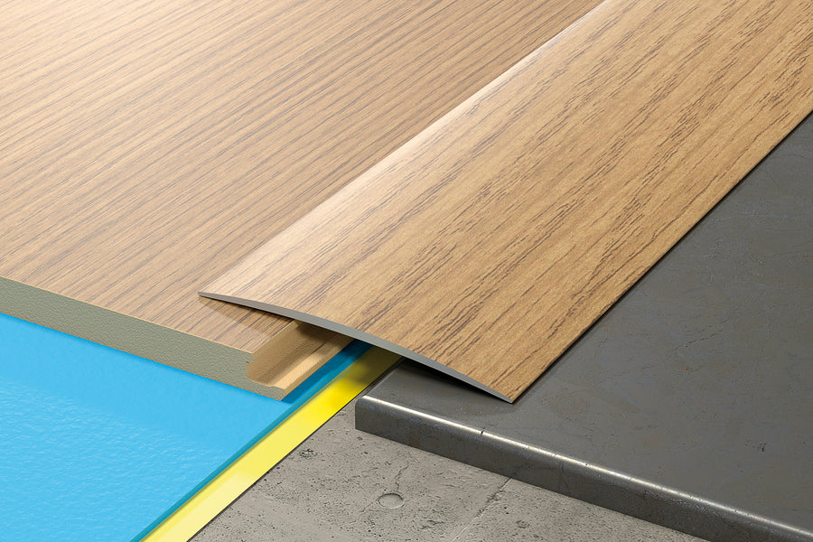 Oval threshold profile glued aluminum laminate 80mm 2m Avero Oak