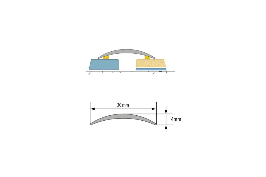 AL protective strip oval 30mm thin L= 0.93m Silver