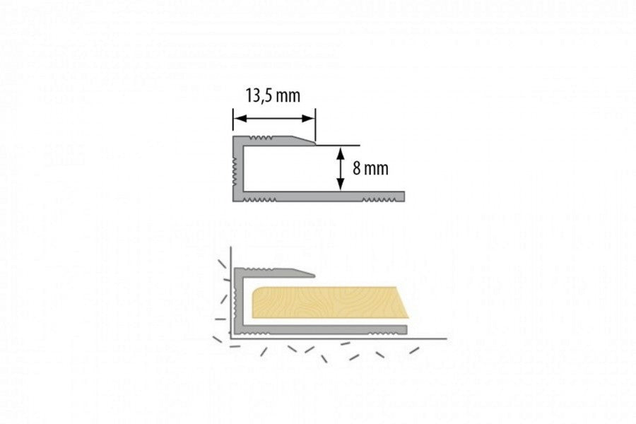 End profile for aluminum laminate panels 8mm 1m Burnt Oak