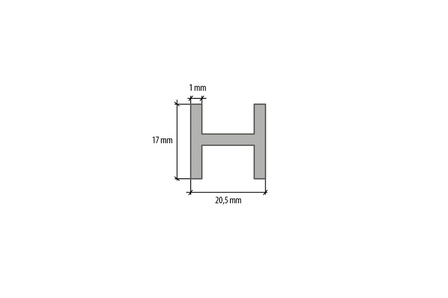 Connecting profile for plates in the form of H, aluminum, anode, 1m, Silver