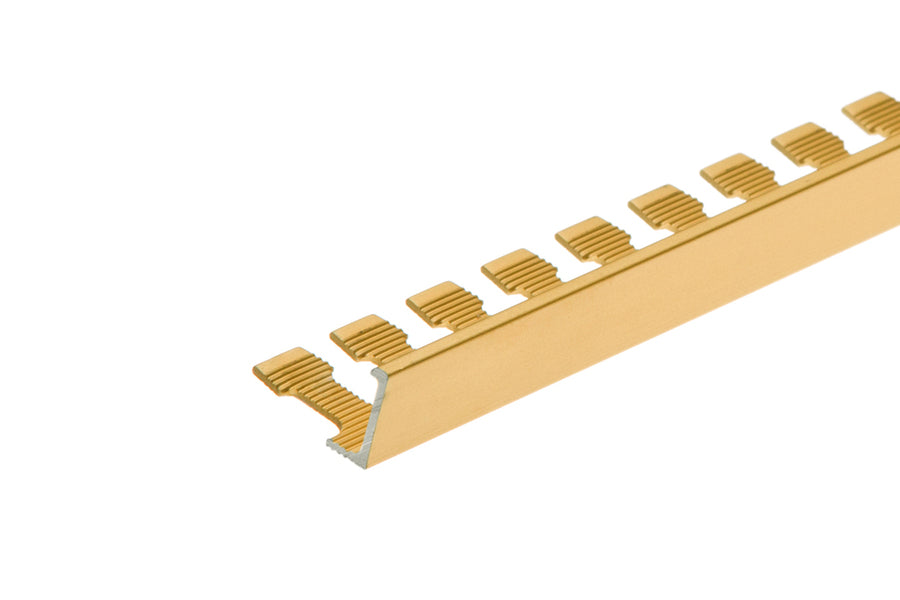 Corner finishing profile for tiles for arches, aluminum, anode, 10mm, 2.5m, gold