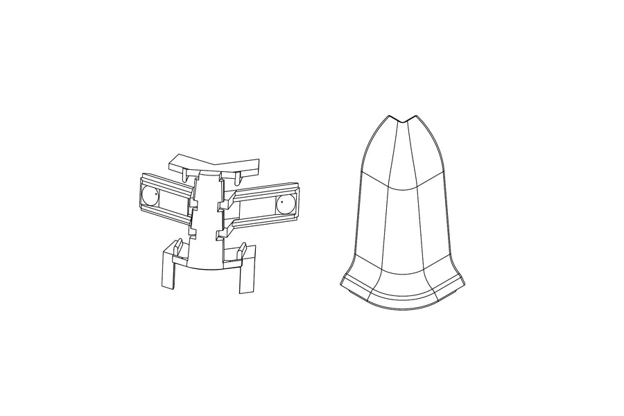 Narożnik zewnętrzny + RAK do listwy przypodłogowej Premium mat Teak Ciemny 2szt.
