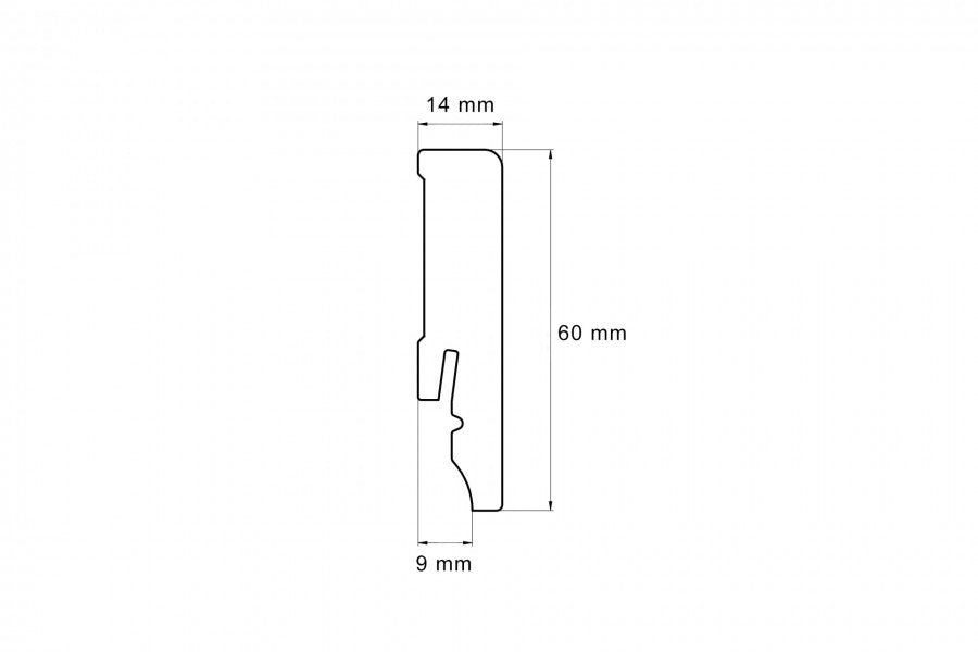 Listwa przypodłogowa LPC-50 60x14mm Cezar Biały RAL9003 Połysk 2,44m