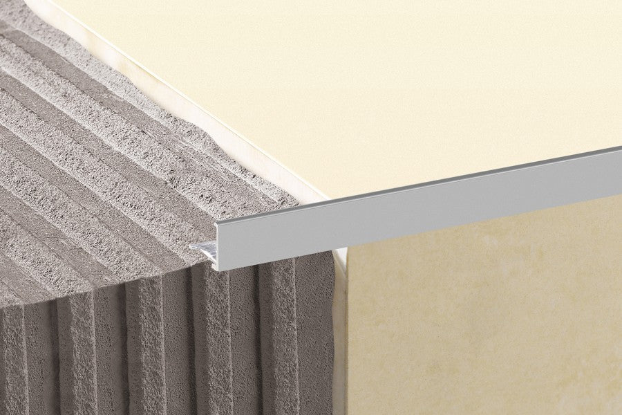 Corner finishing profile for tiles, aluminum anode, 8mm, 1m, Silver