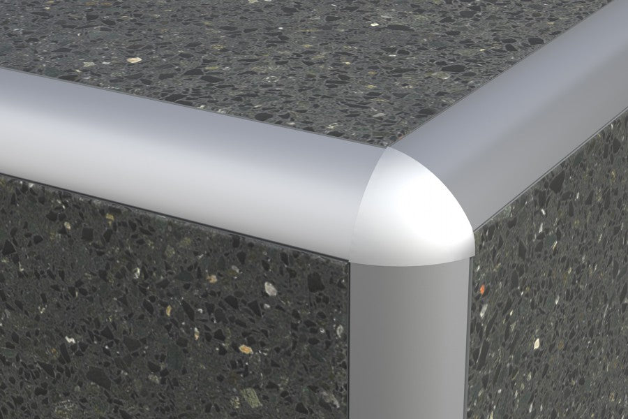 Narożnik zewnętrzny CAPS do profilu krawędziowego owalnego aluminium anoda poler 10mm Srebrny 2szt.