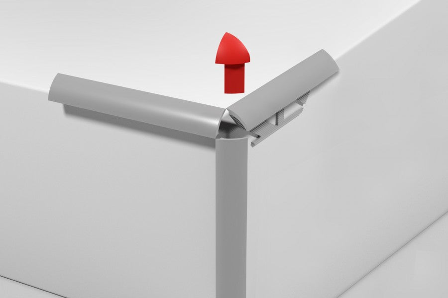 Narożnik zewnętrzny CAPS do profilu kraw. owalnego aluminium anoda szczotka 10mm Srebrny 2szt.