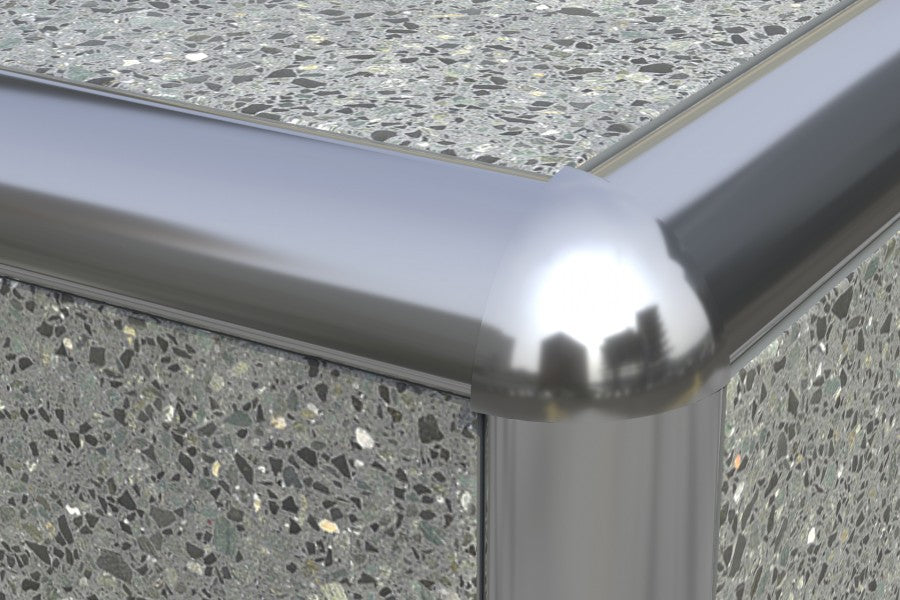 Narożnik zewnętrzny CAPS do profilu krawędziowego owalnego SN szczotkowana 10mm Srebrny 2szt.