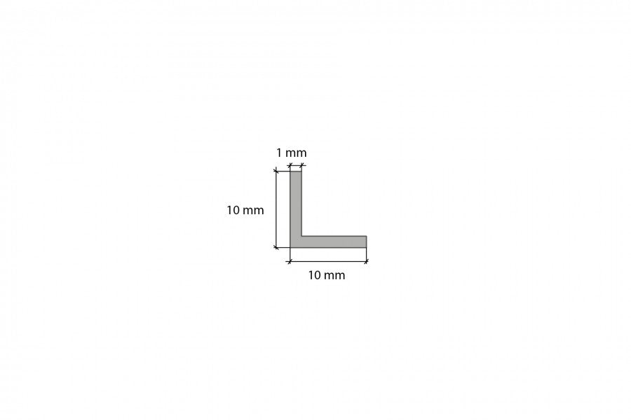 AL angle section 10x10x1mm L= 2.50m Gray Metal Brush