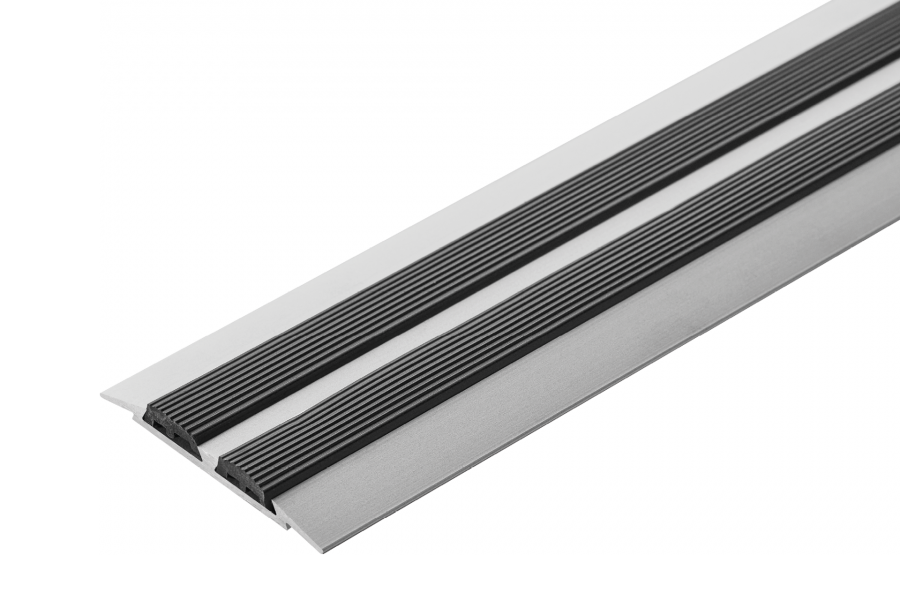 Flat threshold profile with black rubber, anode aluminum, 0.9m, Silver
