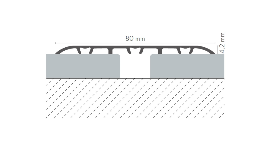 AL protective strip, flat oval insert, 80mm, L=2.79m, Champagne
