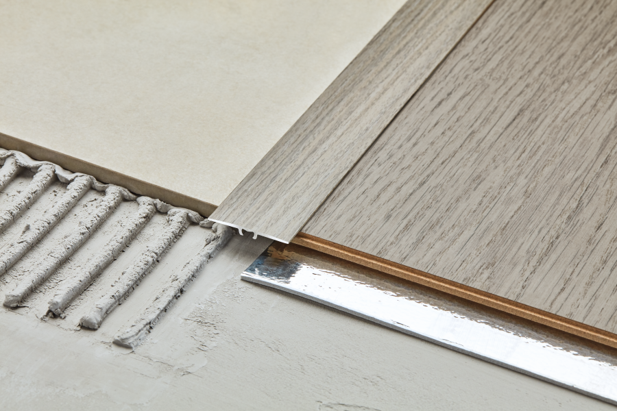 Flat pressed aluminum threshold profile laminate 35mm 1.8m Canyon Oak