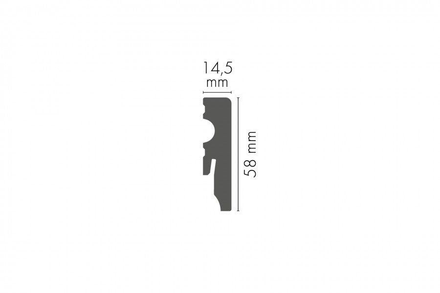 Listwa MDF przypodłogowa 58x14,5mm kwadrat R3 L= 2,20m lakier półmat Czarny RAL 9005