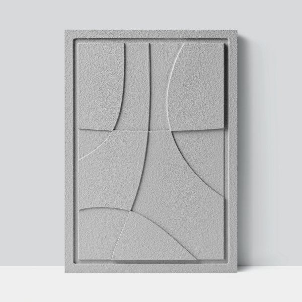 Wall Decor 500x700x18mm ABSTRACT 3 with Milky Grey mount, colored clay