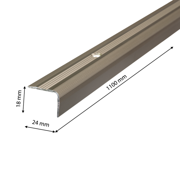 AL grooved stair profile 24x18mm L= 1.10m Metal Bronze