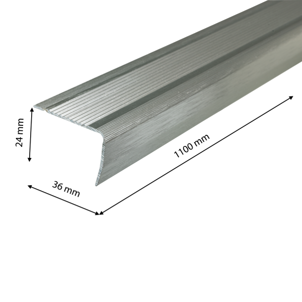 AL grooved stair profile 36x24mm L= 1.10m Silver El-Poler Brushed