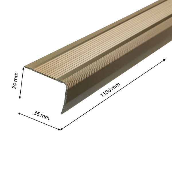 AL grooved stair profile 36x24mm L= 1.10m Metal Bronze