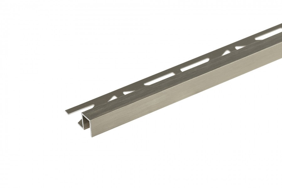 Square edge profile for tiles, brushed anode aluminum, 11x8mm, 2.5m, Titanium