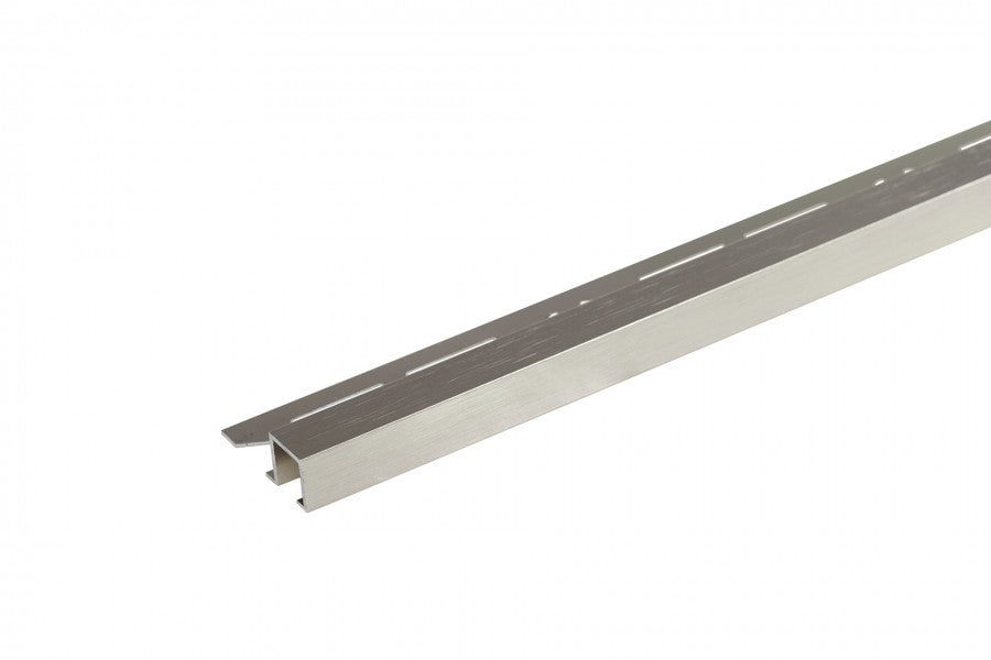 Square edge profile for tiles, aluminum, brushed anode, polished, 11x12mm, 2.5m, Platinum