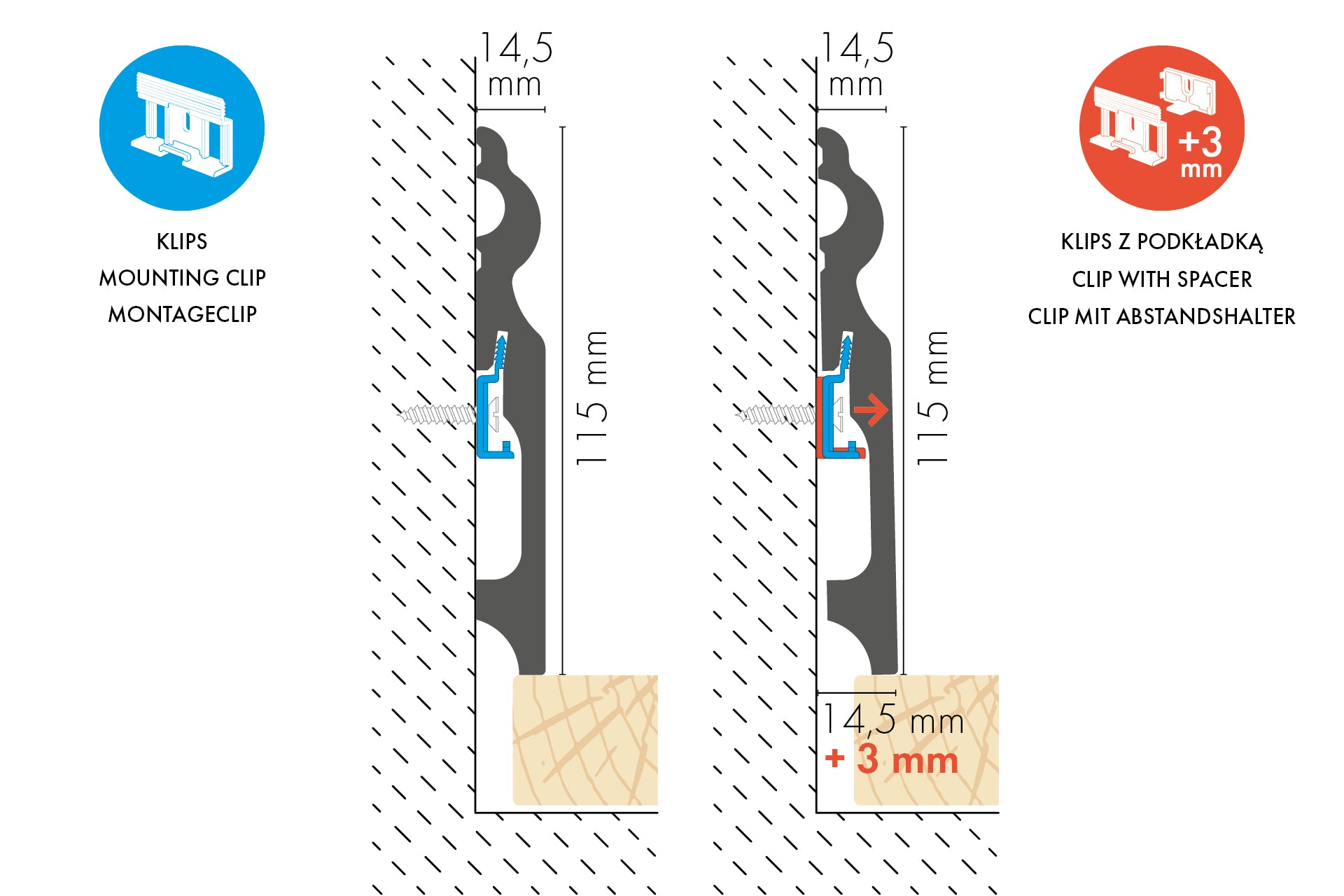 Listwa przypodłogowa dekoracyjna MDF 115x14,5mm Cezar Biały RAL9003 okleina półmat 2,20m