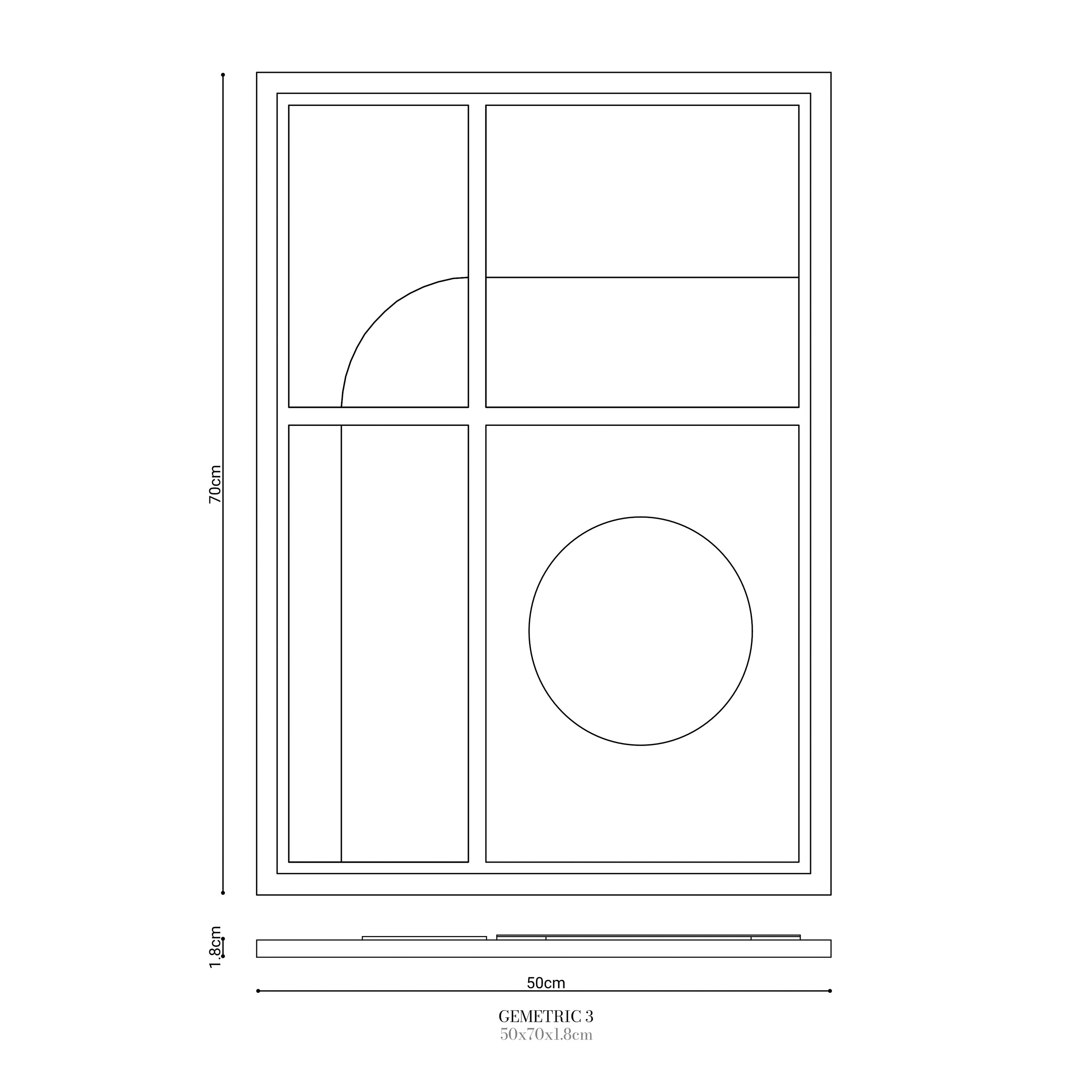 Wall Decor 350x500x18mm GEOMETRIC 3 MURSO Smokey Gray