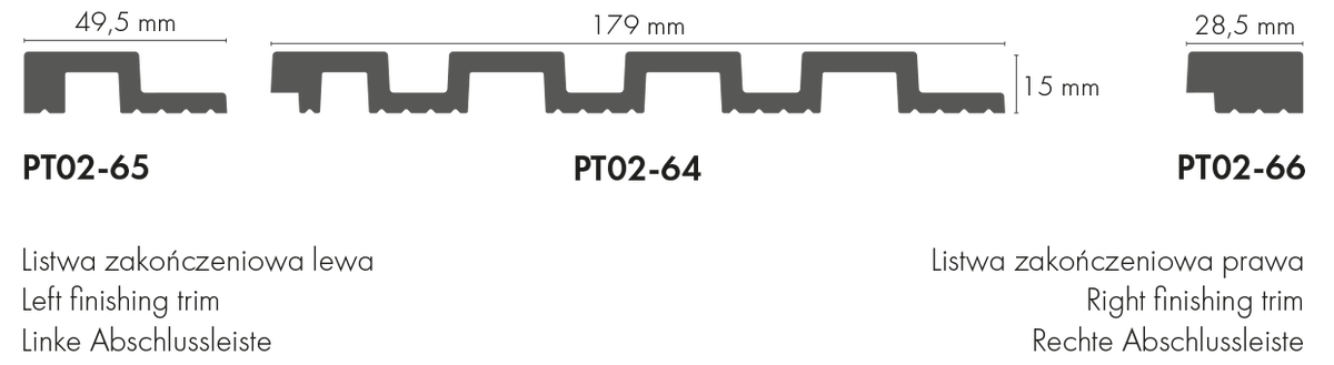 THALIA02 49.5x15mm Creativa by Cezar White Matte 2.80m Wall Panel End Trim