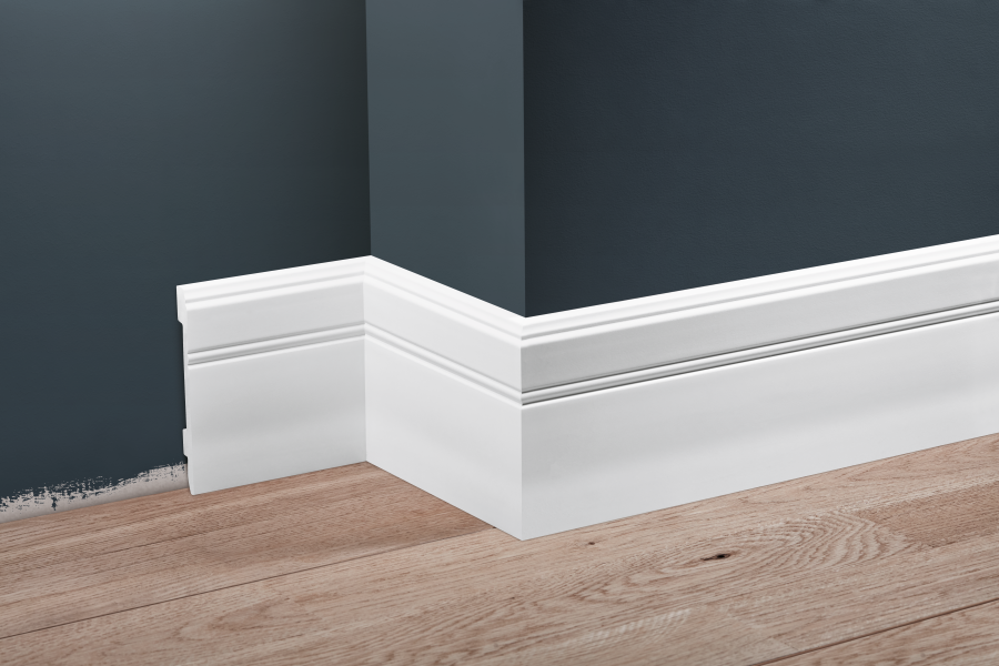 LPC-18 skirting board 107x12mm Cezar White RAL9003 Gloss 2.44m