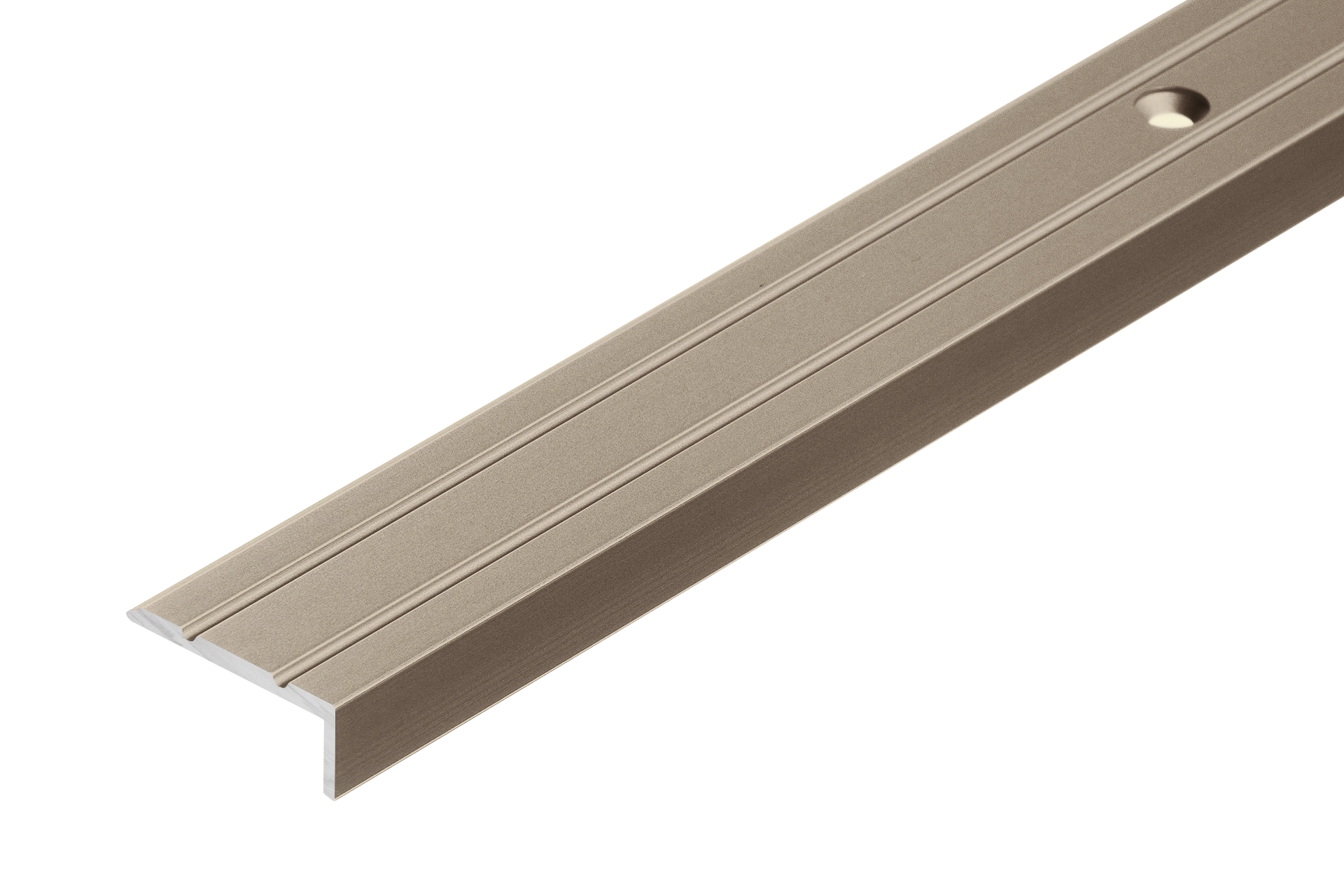 Narrow aluminum stair profile 25x10mm Cezar Champagne Matt 2.70m