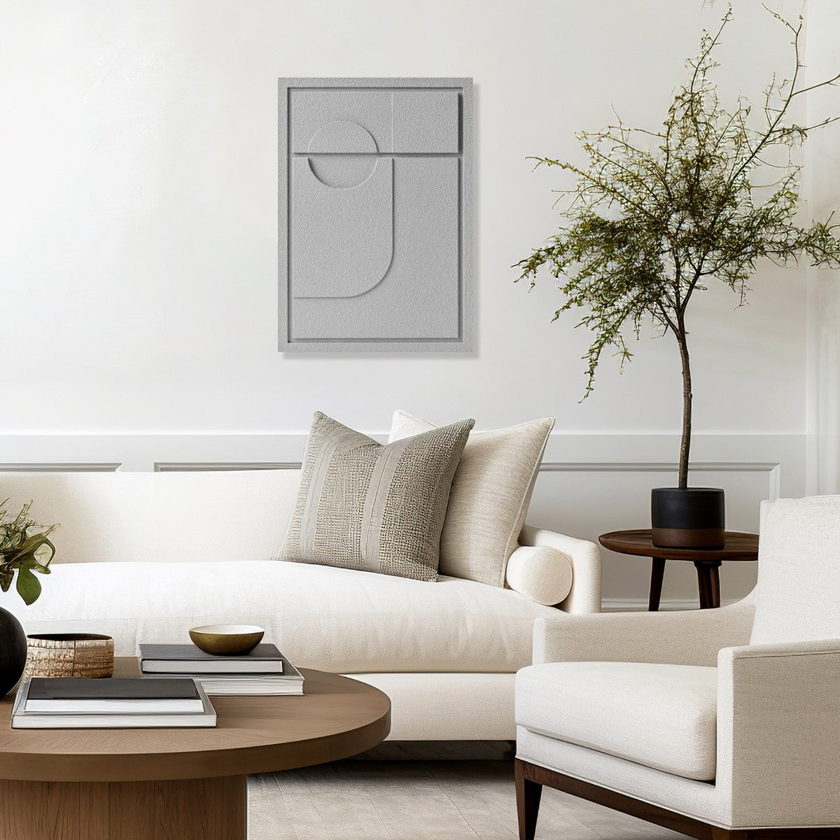 Декоративная наклейка на стену 350x500x18 мм GEOMETRIC 2 MURSO, молочно-серый цвет.