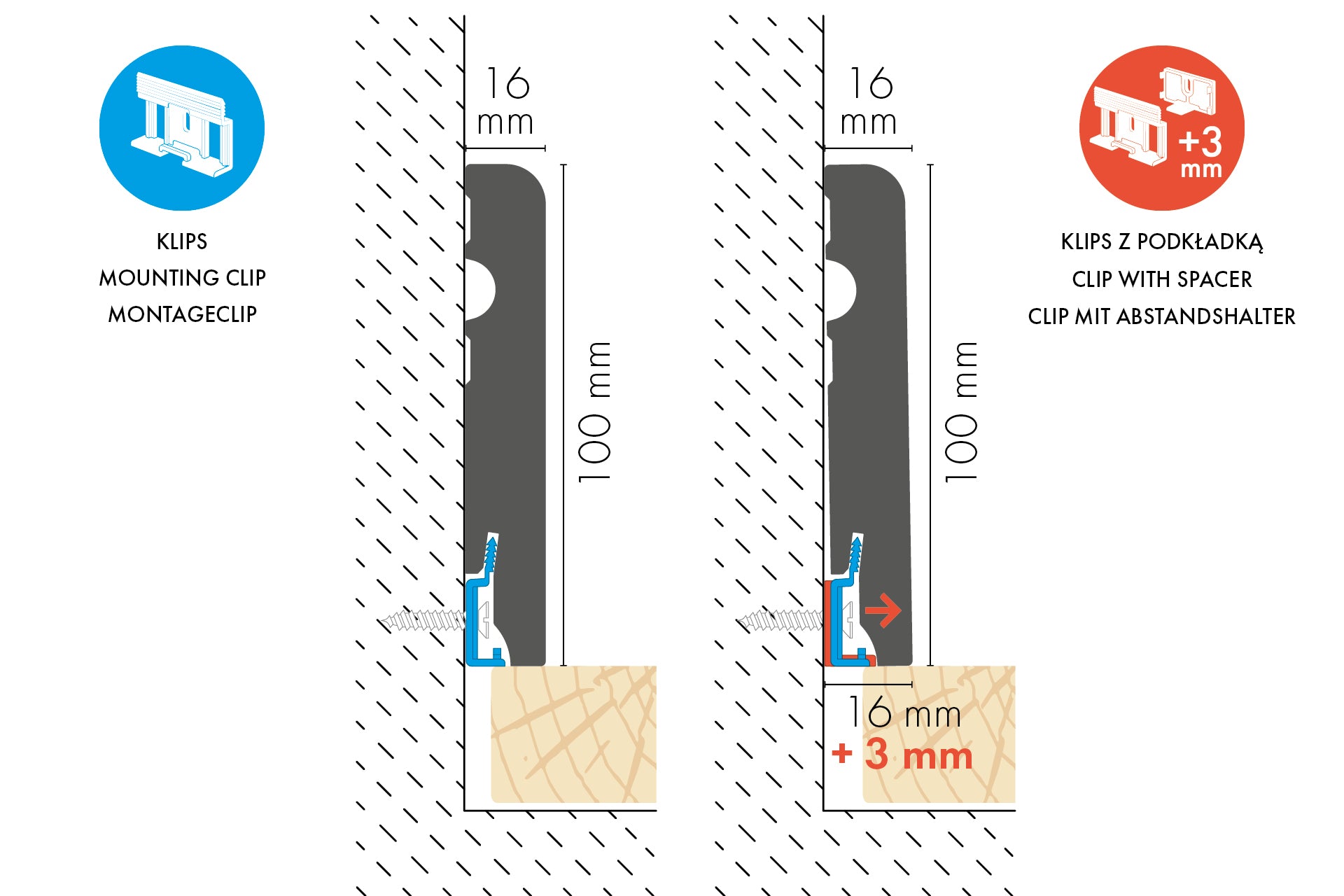 Listwa przypodłogowa MDF zaokrąglona 100x16mm Cezar Czarny RAL9005 lakier półmat 2,20m