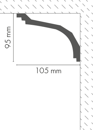 Smooth cornice strip LGG-05 Cezar White 2.40 m