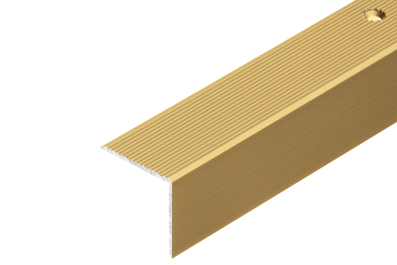 Profil schodowy aluminiowy ryflowany 30x30mm Cezar Złoty Mat 1m