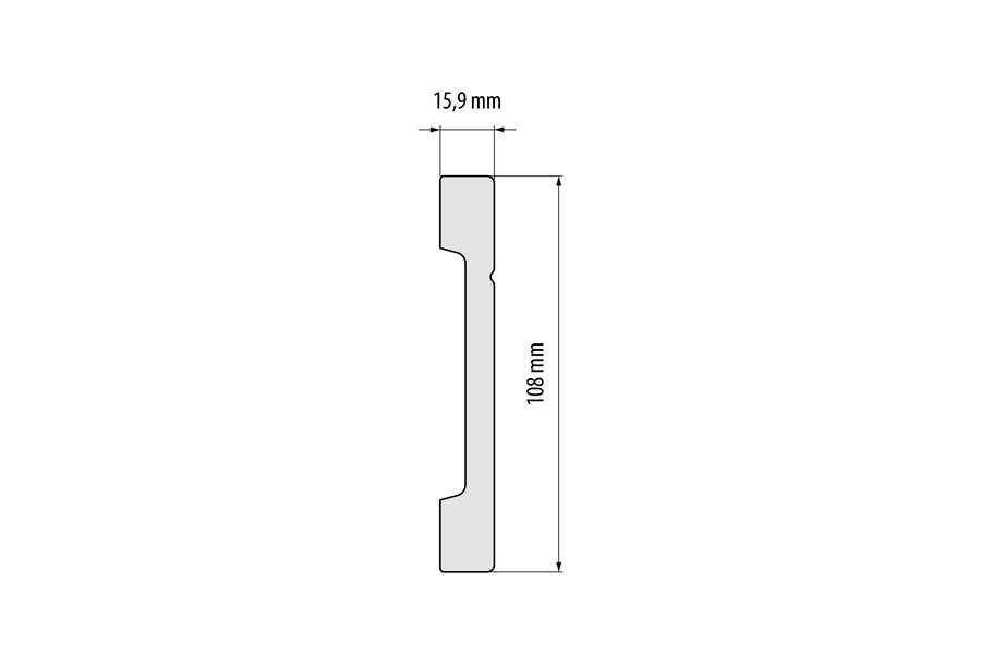 LPC-20 skirting board 108x15.9mm Cezar Silver Brushed Gloss 2.44m