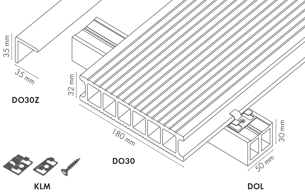 Deska ogrodowa PVC 180x30mm Cezar Szary Bazaltowy RAL7012 2,20m