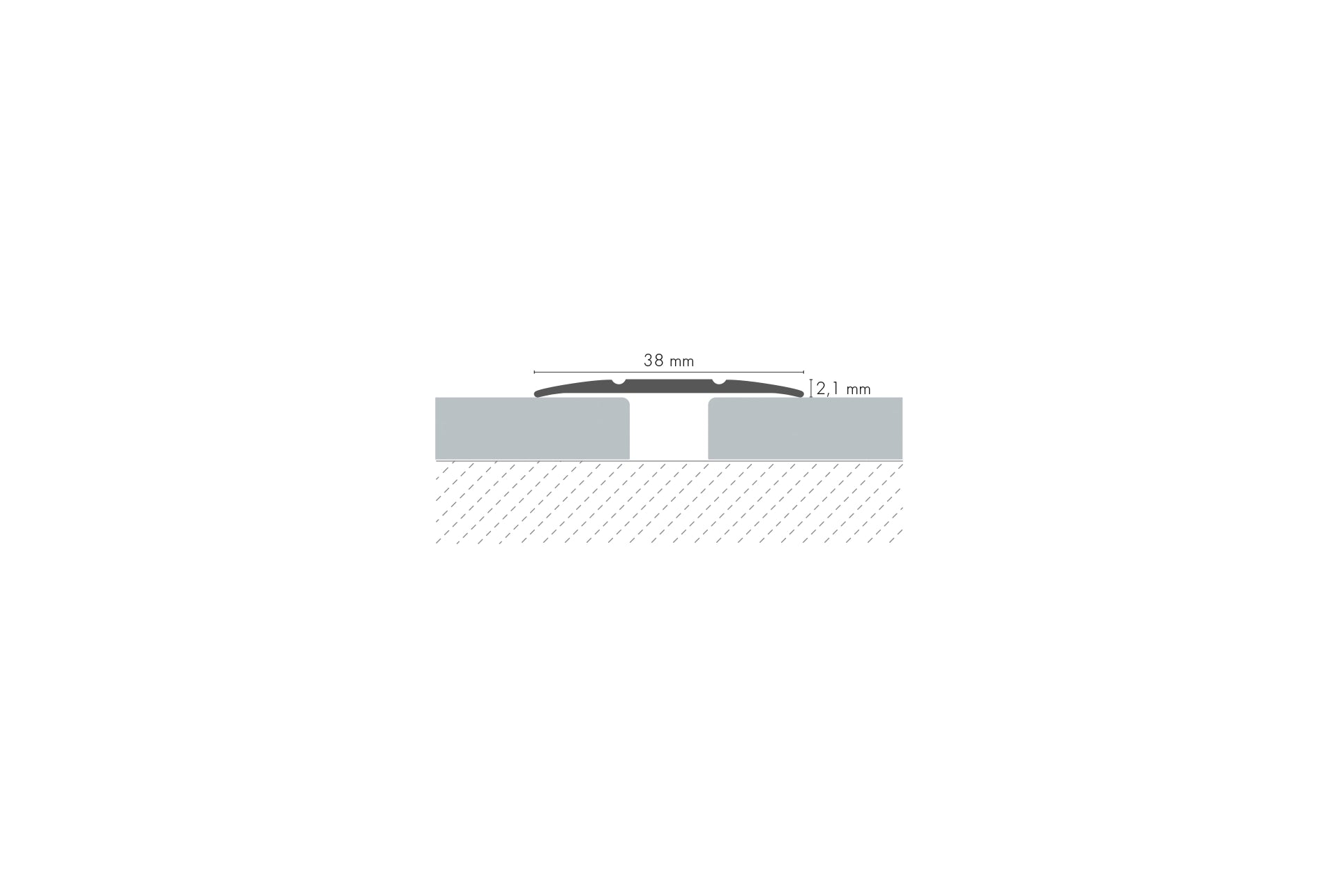 Profil progowy płaski aluminiowy 38mm klejony Cezar Srebrny Mat 0,90m