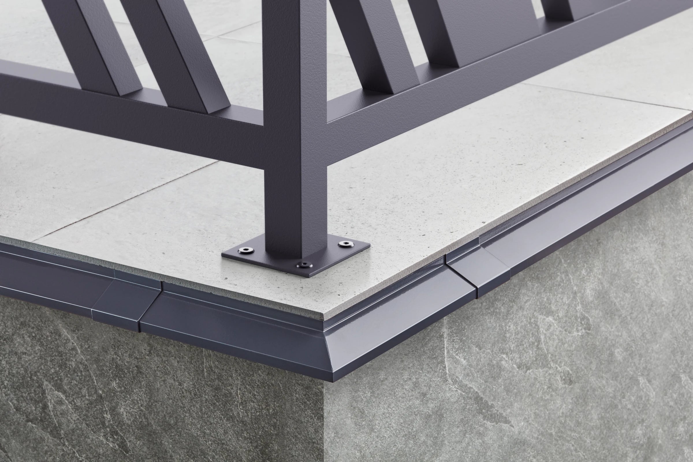 Tile caps for balcony hood 32.2x101.8mm Cezar Dark Gray RAL7037 Matt