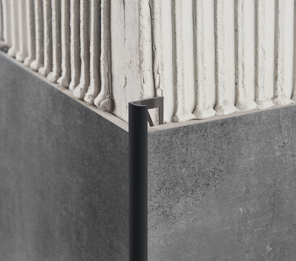 PVC external tile profile 10mm Cezar Dark Gray RAL7037 Matt 2.50m