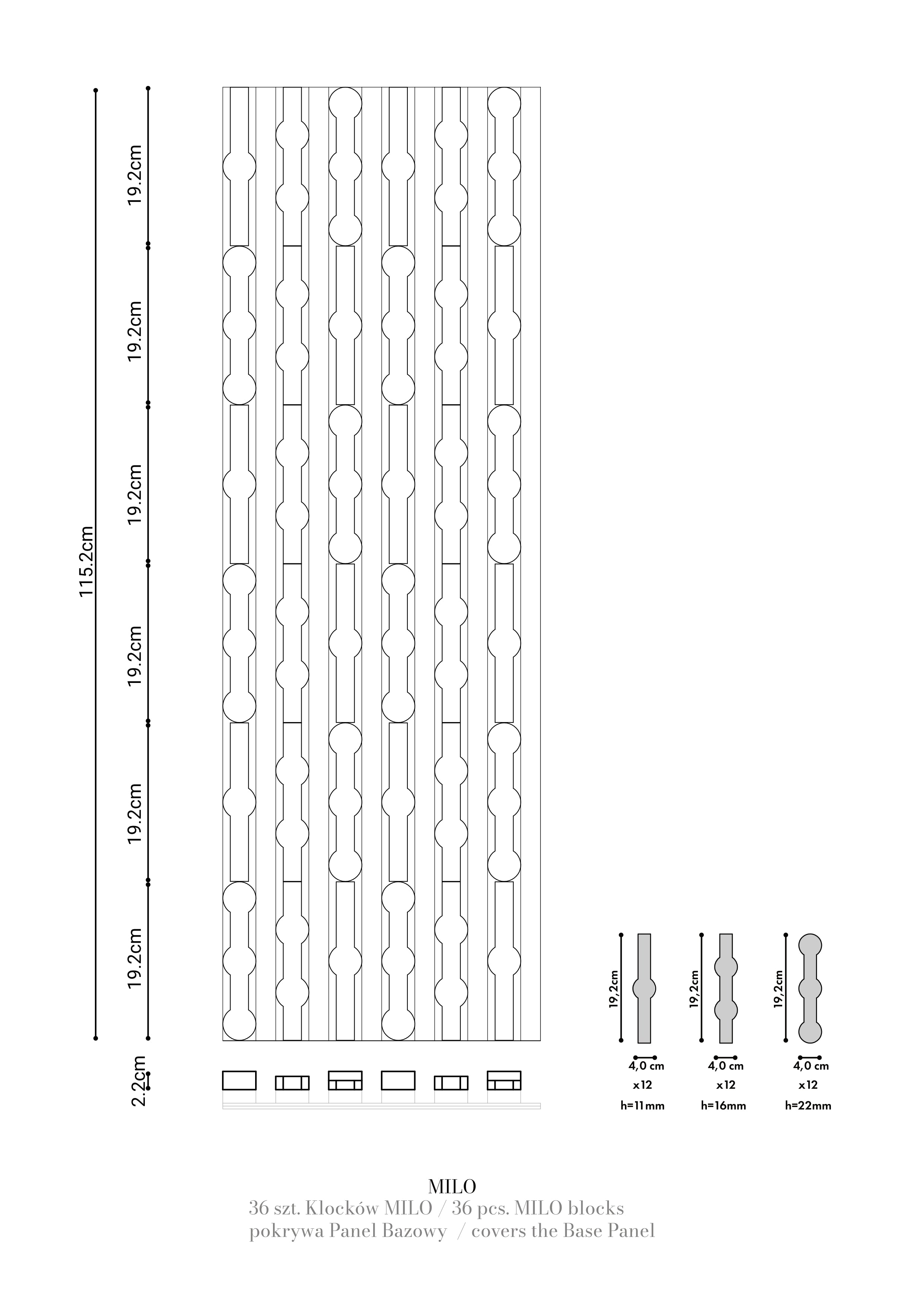 CLICKform zestaw klocków MILO 36 elementów MURSO Biały RAL9003 Mat 0,19m