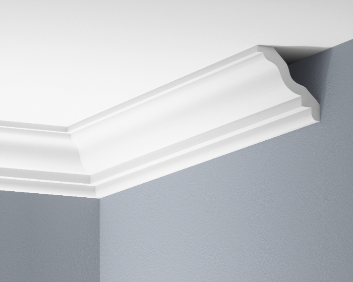 Smooth LGG-45 cornice strip glued Flex Cezar White Matt 2.44 m