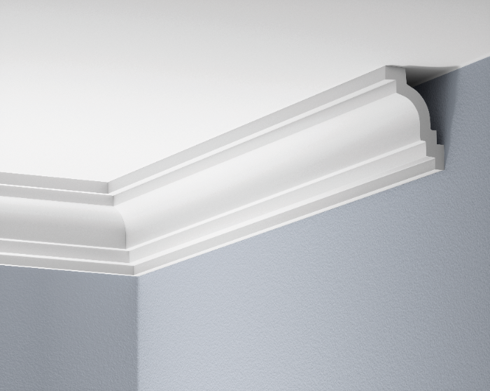 Smooth LGG-44 cornice strip, glued, Cezar White Matt, 2.40 m