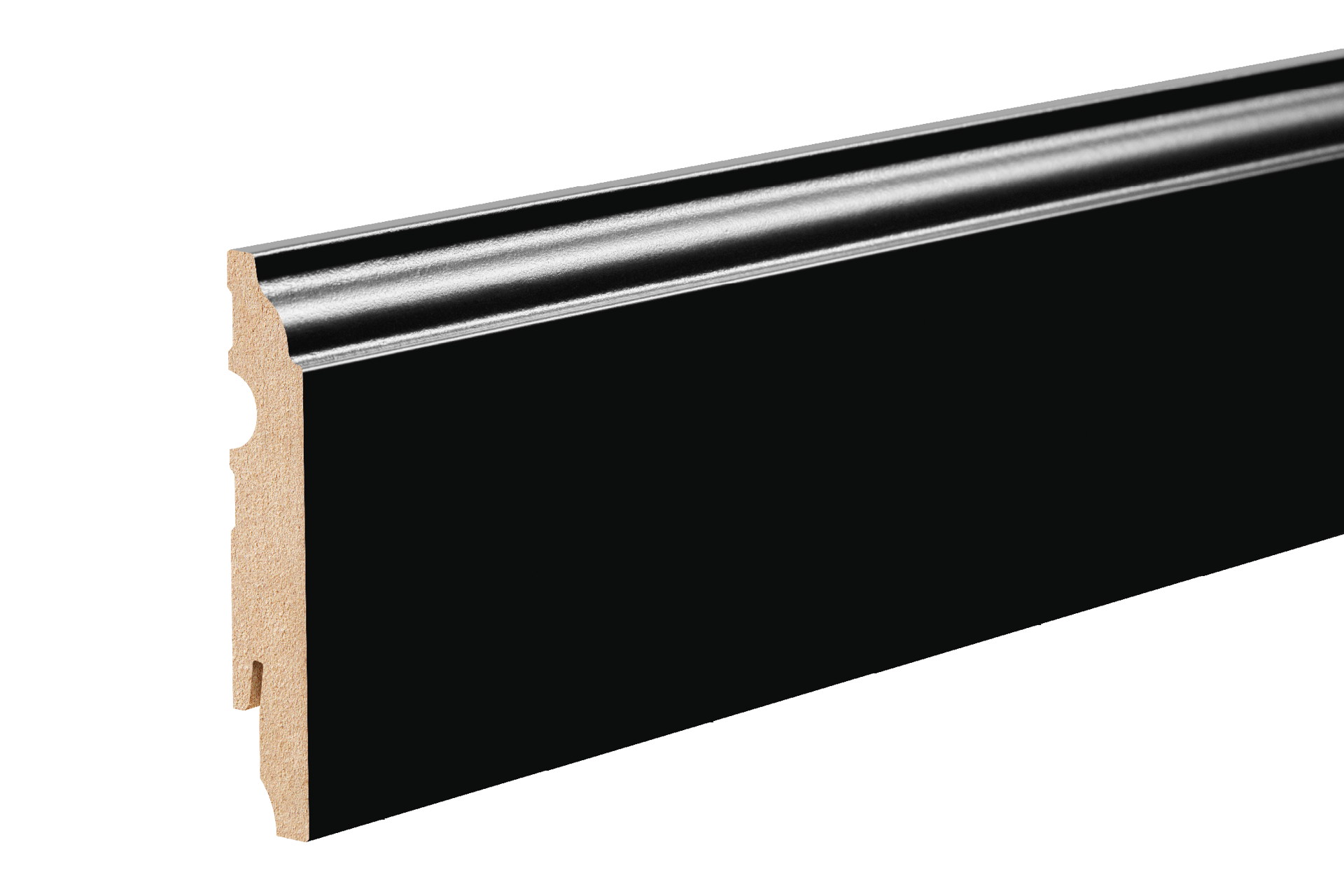 Listwa przypodłogowa dekoracyjna MDF 90x16mm Cezar Czarny RAL9005 lakier półmat 2,20m