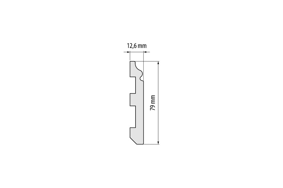 LPC-07 skirting board 79x12.9mm Cezar White RAL9003 Gloss 2.44m