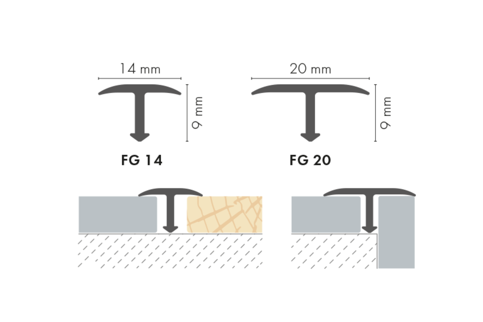 Profil fugowy aluminiowy gładki 20mm CEZAR Dąb Słoneczny mat 2,50m