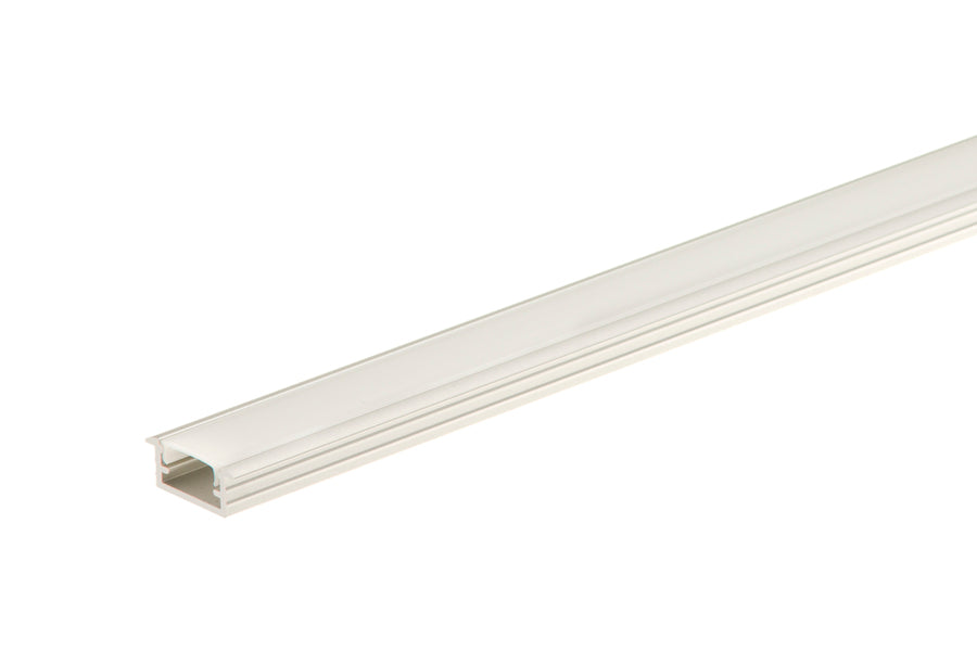 Listwa aluminiowa z kołnierzem do taśmy LED 14x7mm (z osłonką mleczną) Cezar Srebrny Mat 1m