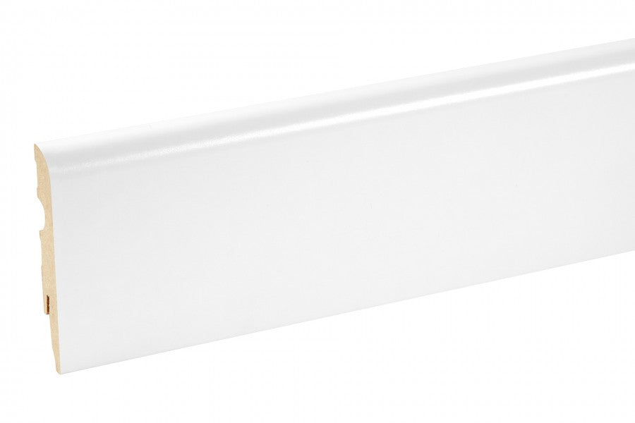 Listwa przypodłogowa zaokrąglona MDF 80x13mm Cezar Biały RAL9003 okleina półmat 2,20m