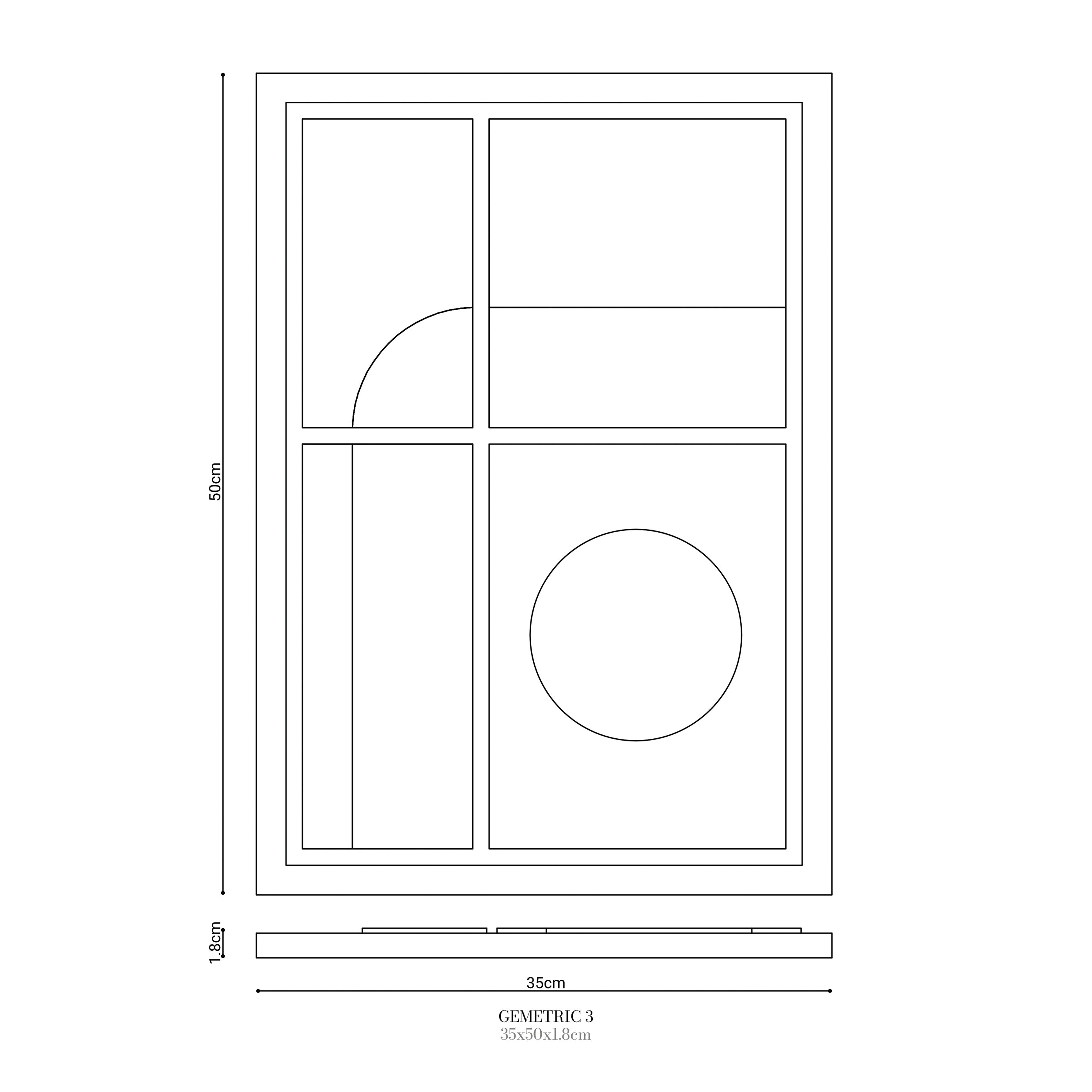 Wall Decor 350x500x18mm GEOMETRIC 3 MURSO Milky Grey